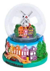 Sneeuwbol "Amsterdam met Stellingmolen" 9cm