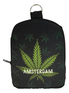 Uitvouwbare tas "Wietblad, Amsterdam" in zakje