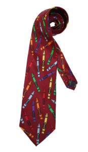 Robin Ruth tie red with crayons