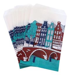 Papieren Zakjes met Grachtenpanden – Set van 10
