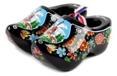 Set houten klompjes 10cm, Zwart