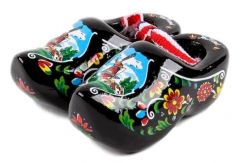 Set houten klompjes 6cm, Zwart